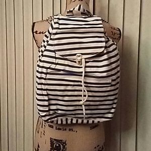 IVORY AND BLUE CANVAS BACKPACK